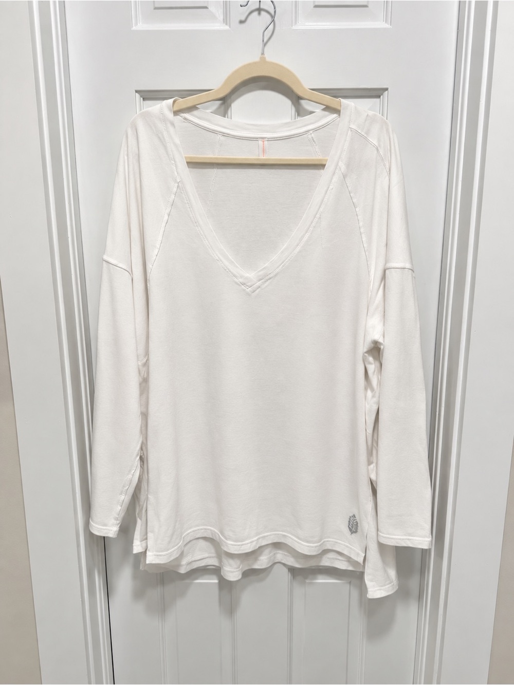 Free People white V-Neck Long Sleeve shirt